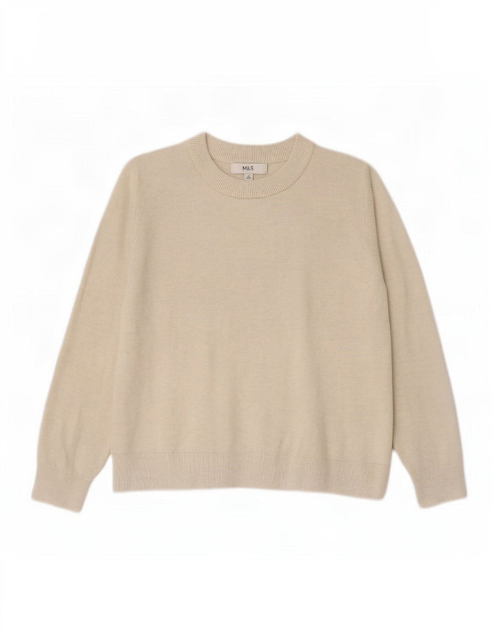 Marks & Spencer Γυναικείο πουλόβερ με λαιμόκοψη UK 14 Medium Beige