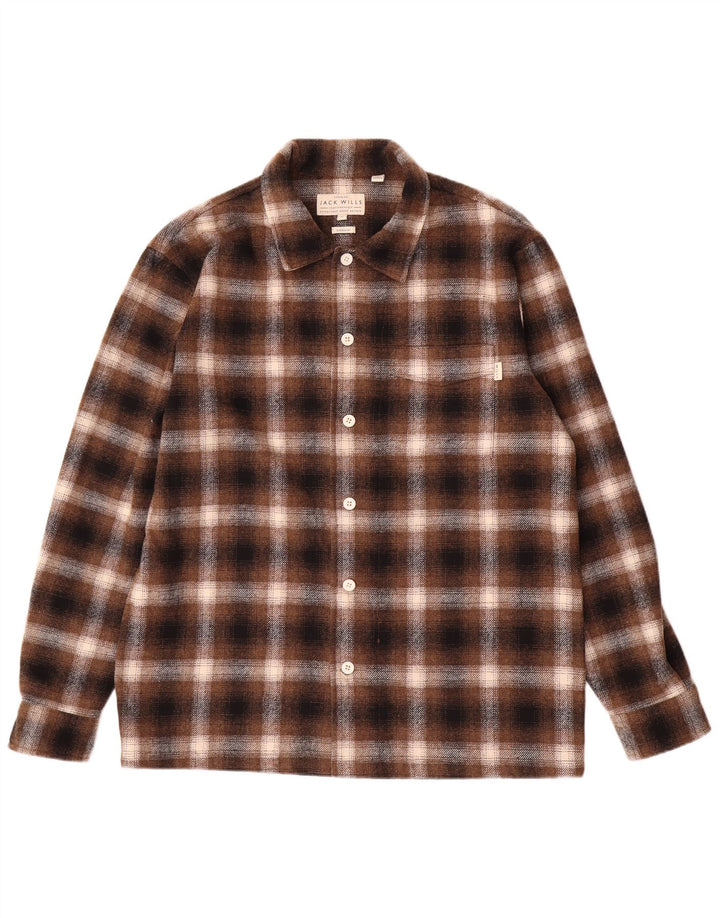 Ανδρικό πουκάμισο Jack Wills Φανελένιο πουκάμισο μεσαίο καφέ καρό