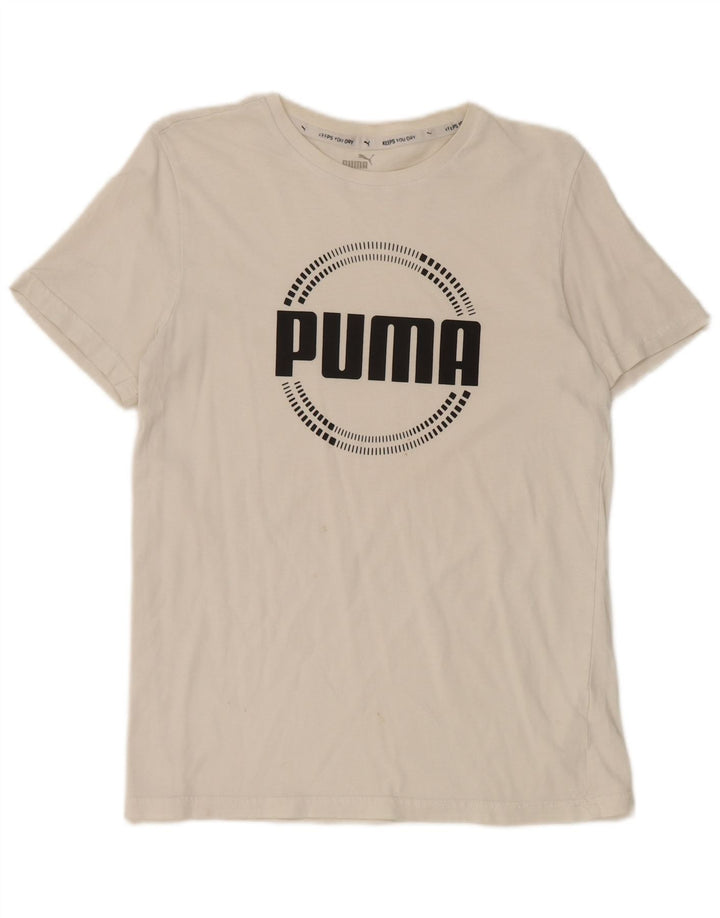 Puma Boys Graphic T-Shirt Top 15-16 Years Λευκό