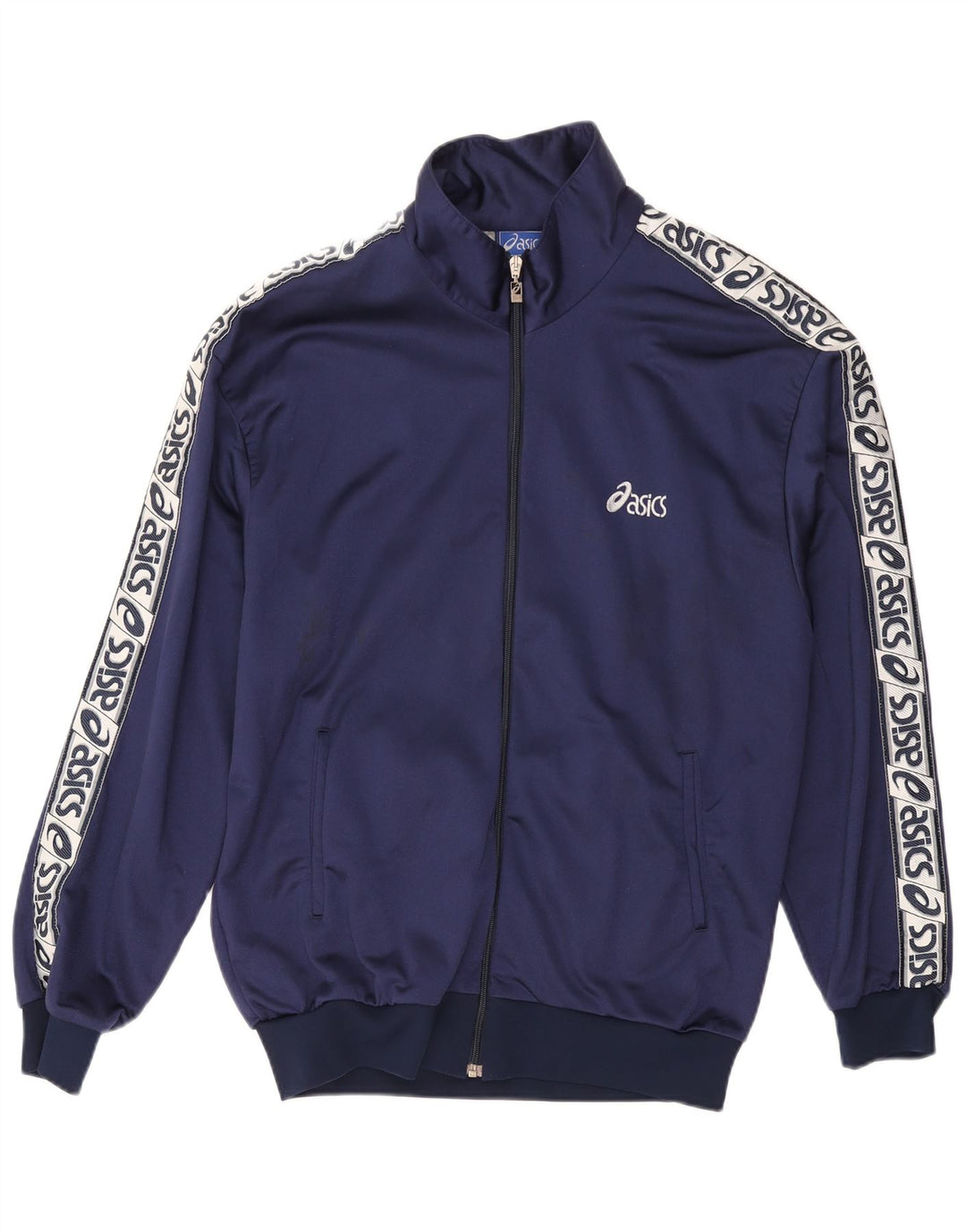 ASICS Ανδρική φόρμα αθλητικής φόρμας γραφικών Top Jacket Large Navy Blue Polyamide