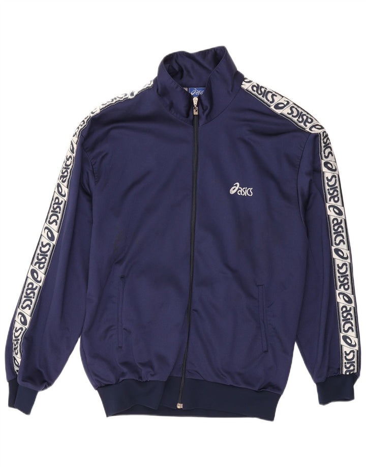 ASICS Ανδρική φόρμα αθλητικής φόρμας γραφικών Top Jacket Large Navy Blue Polyamide