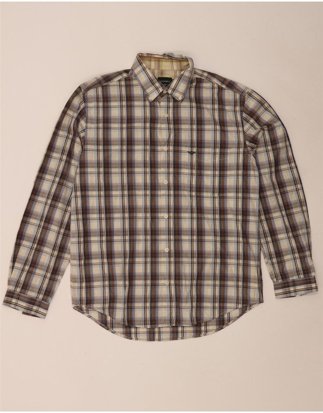 Ανδρικό πουκάμισο Dockers 42/44 Large Brown Check Cotton