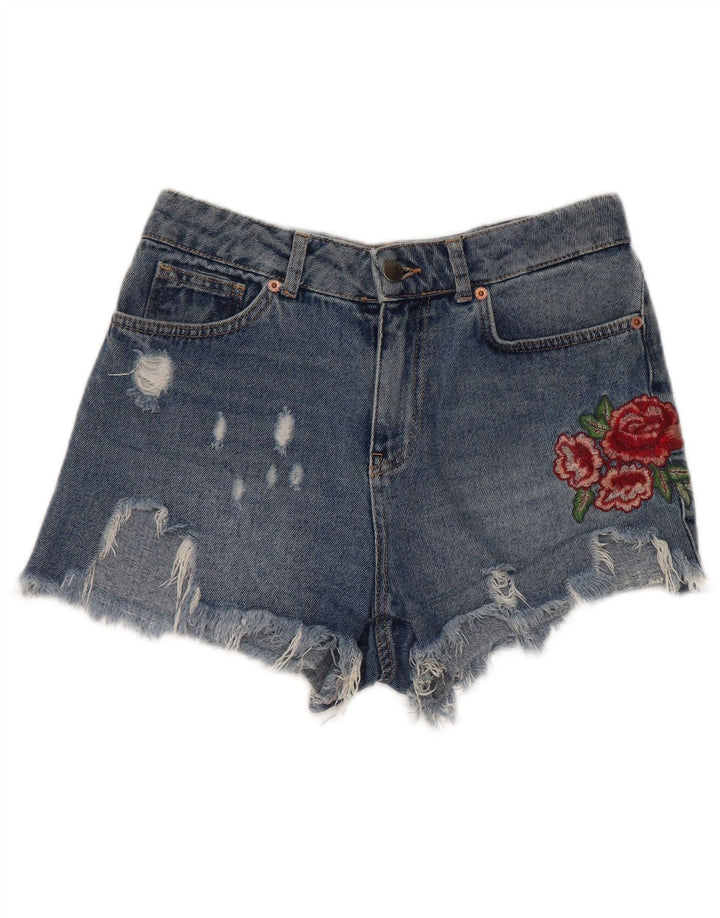 Γυναικείο τζιν σορτς Benetton Distressed Graphic W28 Medium Blue Floral