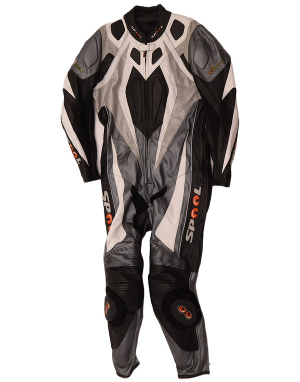 Ανδρική γραφική δερμάτινη φόρμα κουλούρας IT 52 XL W36 L30 Μαύρο Δερμάτινο