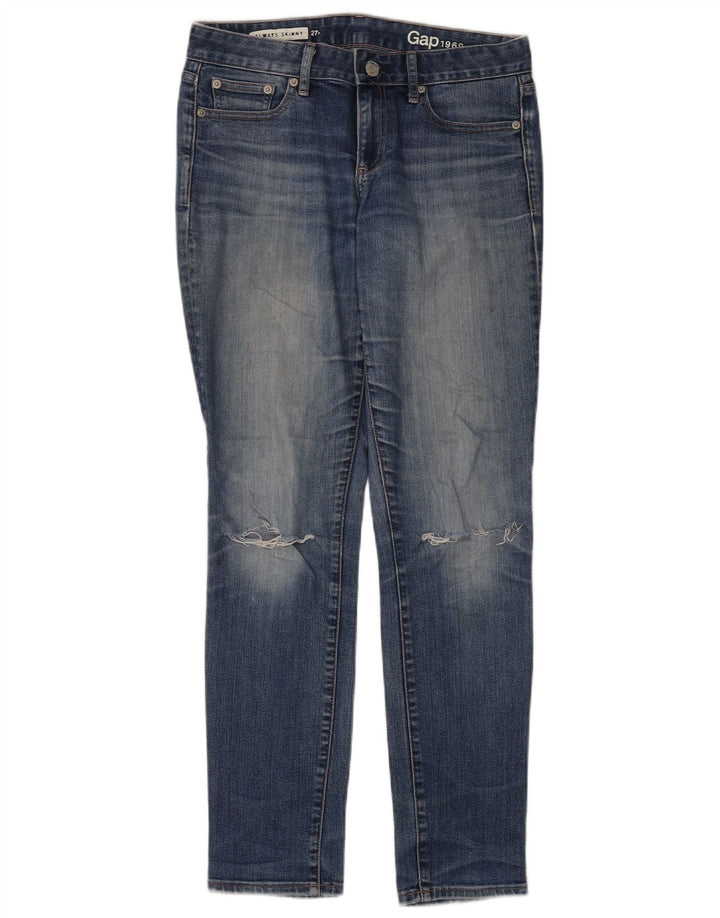 Gap Womens Distressed Regular Skinny Jeans W27 L32 Μπλε βαμβακερό