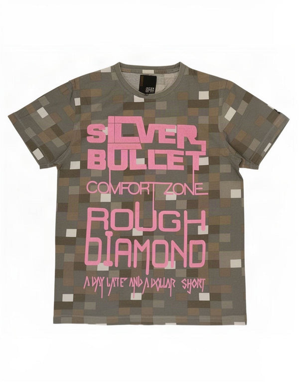 Jack & Jones Ανδρικό γραφικό T-Shirt Top Medium Grey Geometric