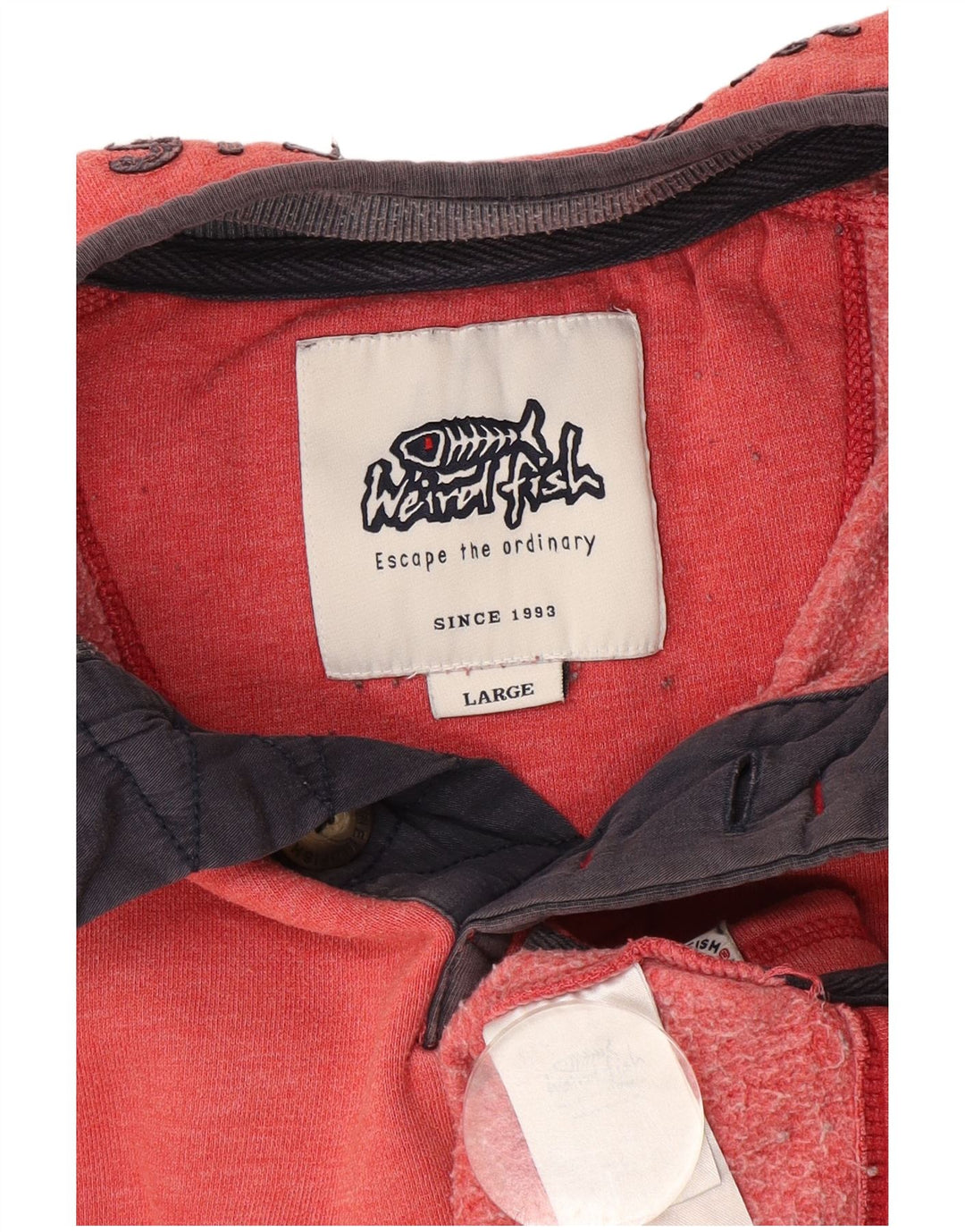 Weird Fish Ανδρικό Φούτερ με φερμουάρ πουκάμισο, μεγάλο κόκκινο βαμβακερό