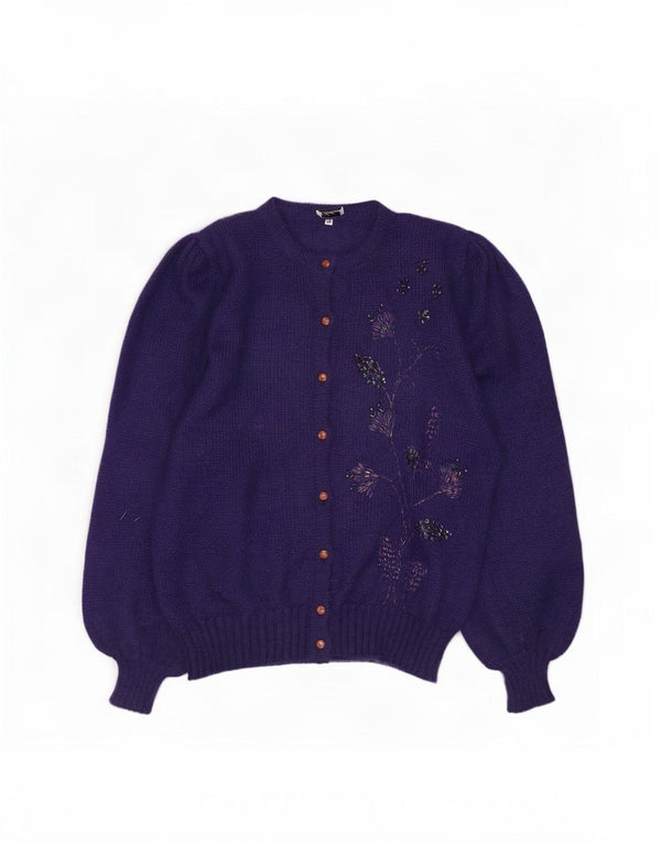 Vintage Γυναικεία Ζακέτα πουλόβερ IT 48 XL Navy Blue Floral Mohair