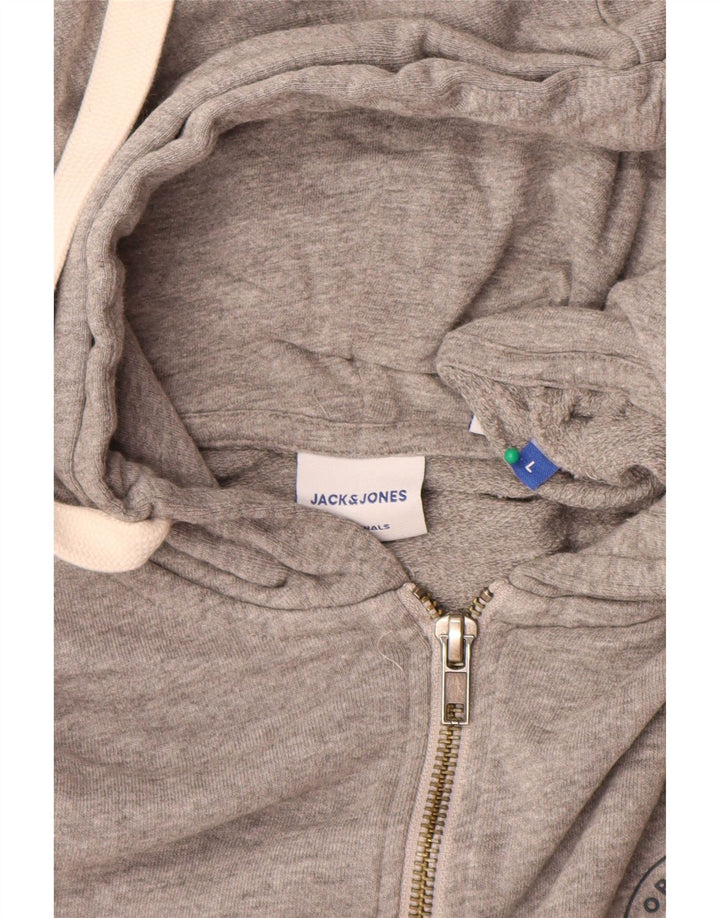 Jack & Jones Ανδρικό πουλόβερ με κουκούλα με φερμουάρ μεγάλο γκρι βαμβακερό