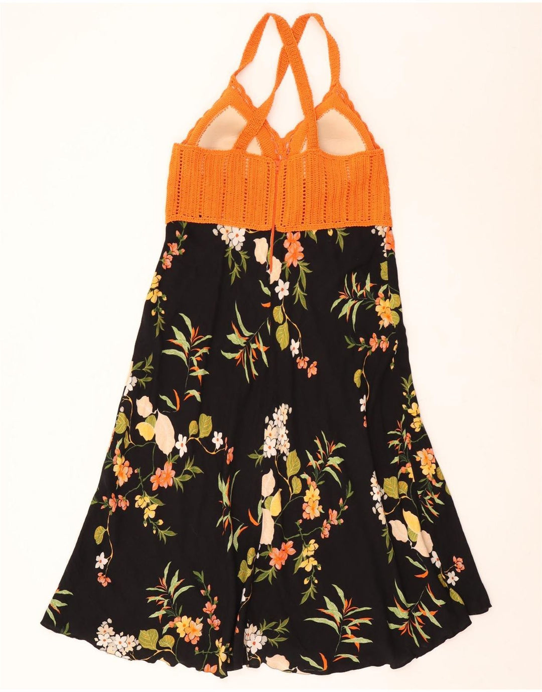 Vintage γυναικείο φόρεμα UK 12 Medium Black Floral