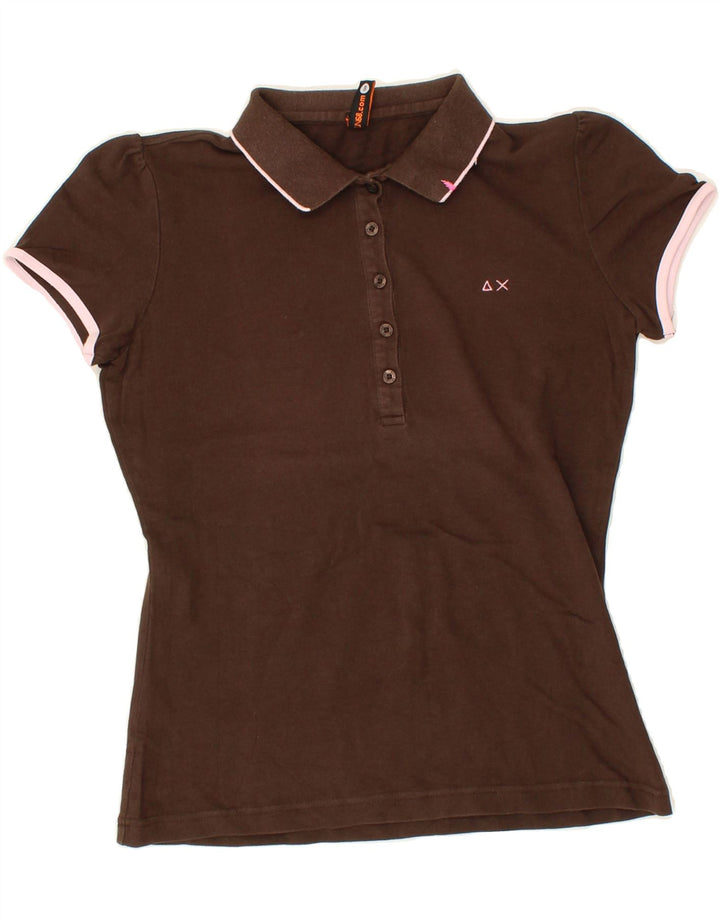 SUN68 Womens Polo Shirt UK 12 Medium Brown Cotton Vintage Sun68 and Second-Hand Sun68 from Messina Hembry 