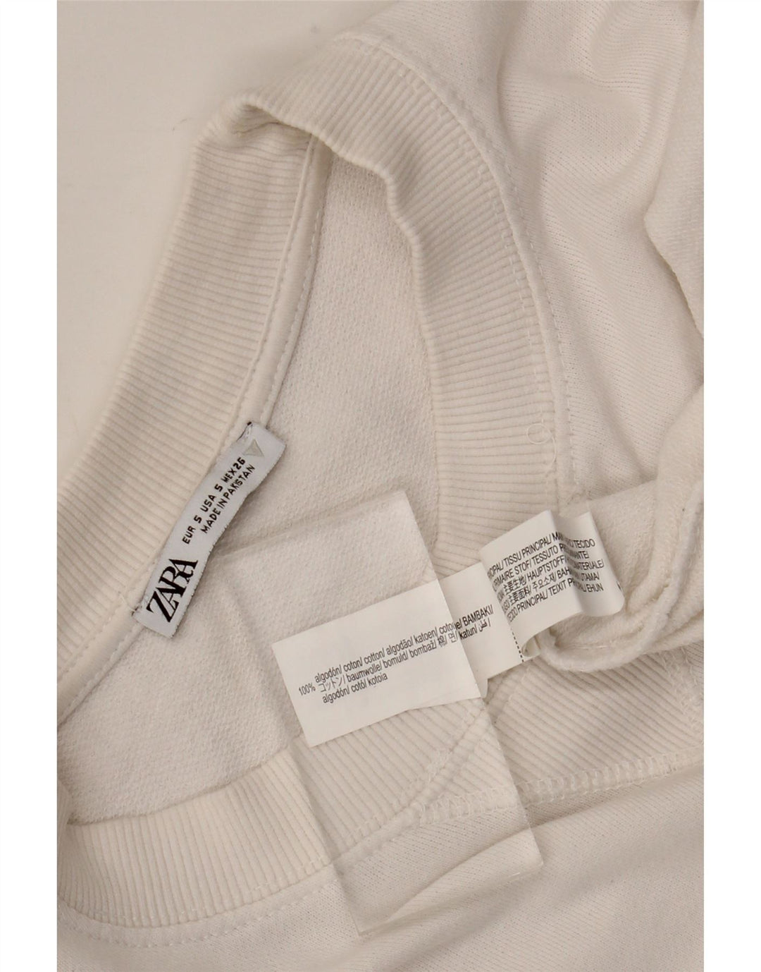 Zara Γυναικεία φούτερ μεγάλου μεγέθους Jumper UK 10 Small White Cotton