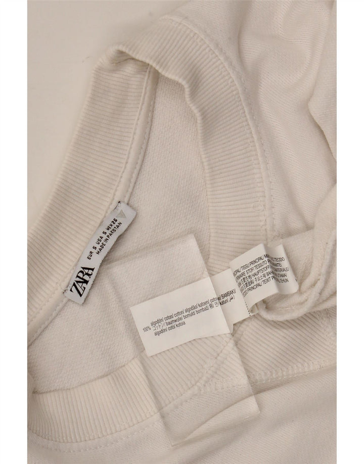 Zara Γυναικεία φούτερ μεγάλου μεγέθους Jumper UK 10 Small White Cotton