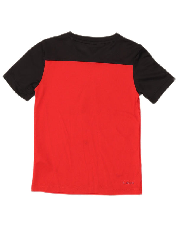 Adidas Boys Climalite Graphic T-shirt Top 7-8 Years XS Red Colourblock