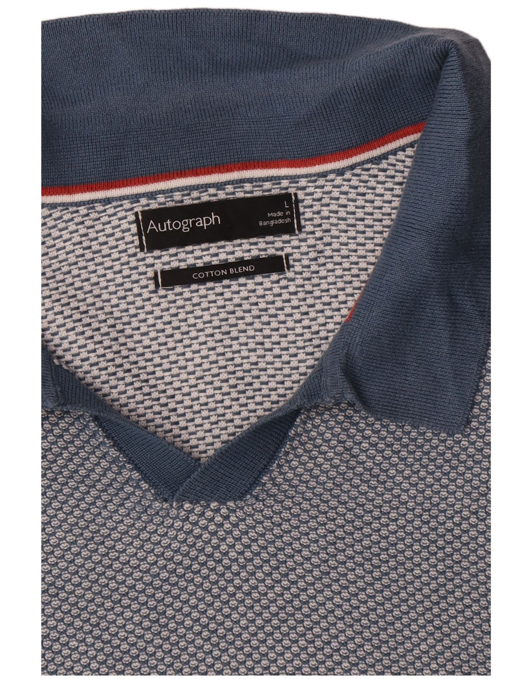 Marks & Spencer Ανδρικό πουλόβερ αυτόγραφο Polo Neck Jumper Μεγάλο Μπλε