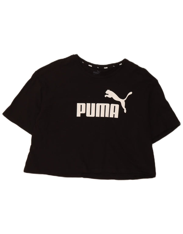 Puma Womens Crop Graphic T-Shirt Top UK 16 Large Black Cotton