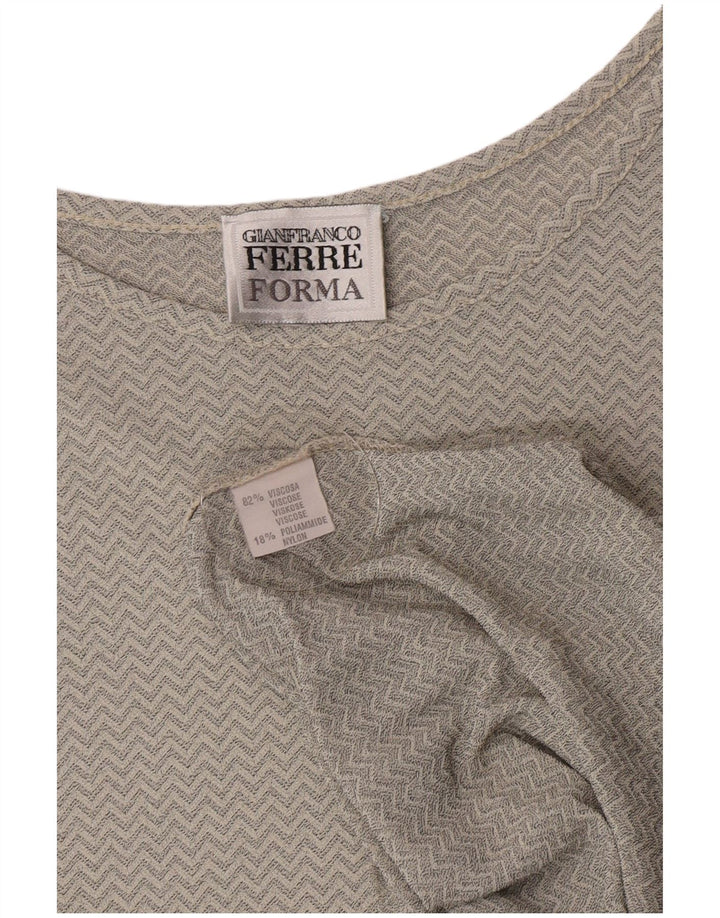 Gianfranco Ferre γυναικεία μπλούζα Top UK 16 Large Grey Chevron Viscose