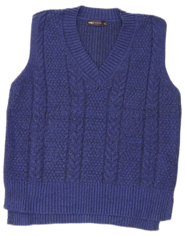Marks & Spencer Womens Relaxed Fit Tank Top UK 14 Medium Blue Flecked
