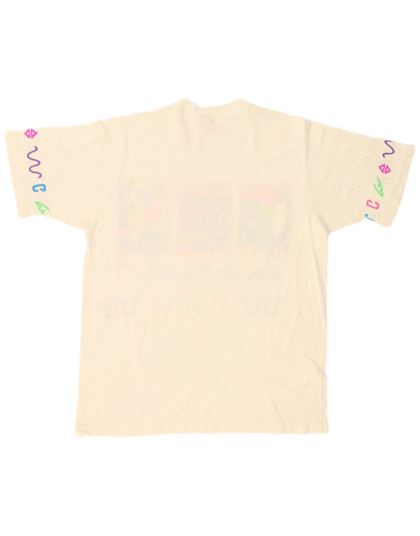 Vintage Γυναικείο γραφικό T-Shirt Top UK 18 XL Λευκό