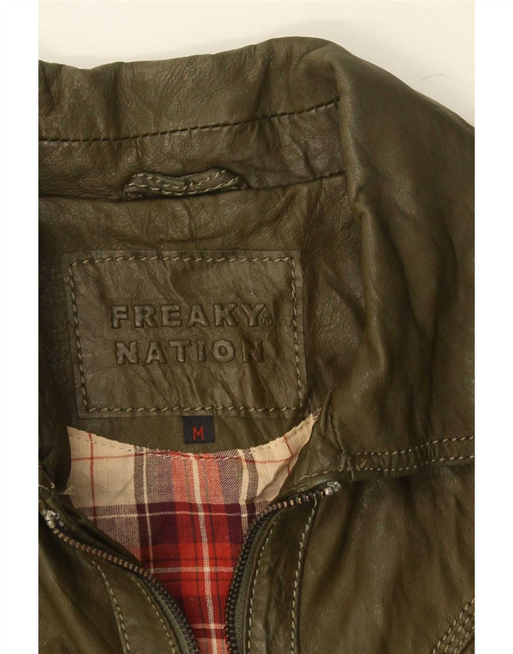 Freaky Nation Γυναικείο Δερμάτινο Μπουφάν UK 12 Medium Green
