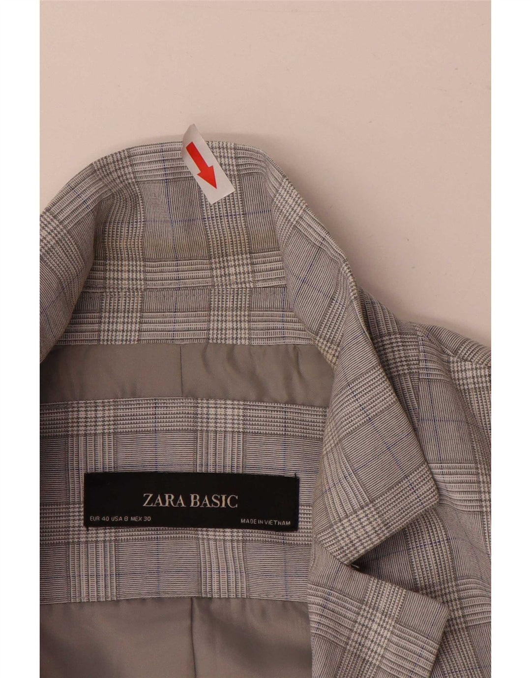 Zara Γυναικείο Μπουφάν σακάκι με 1 κουμπί EU 40 Medium Grey Houndstooth