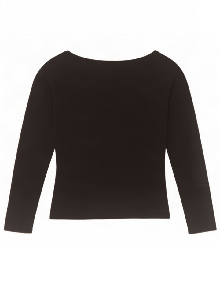 Zara Γυναικείο Crop Top μακρυμάνικο UK 12 Medium Black Rayon