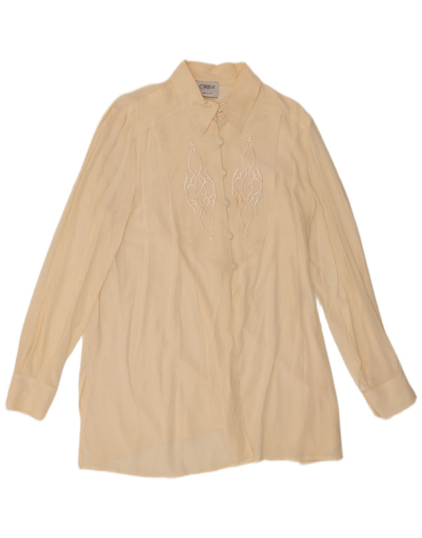 Vintage γυναικείο πουκάμισο μπλούζα EU 44 XL Beige Silk