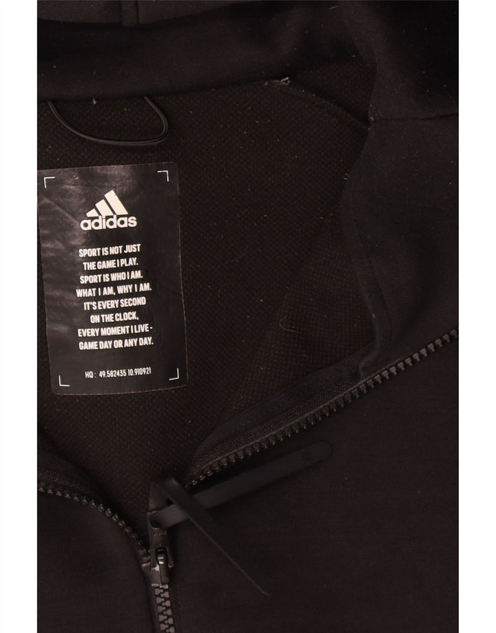 Ανδρικό πουλόβερ Adidas με φερμουάρ με κουκούλα μεγάλο μαύρο πολυεστέρα