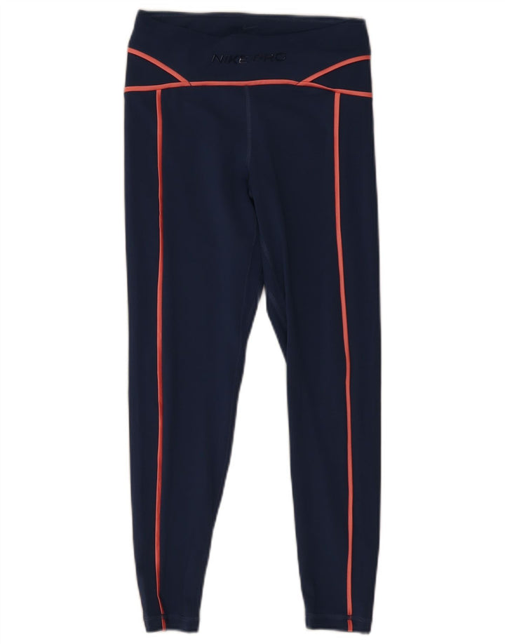 Γυναικείο κολάν Nike Dri Fit Graphic UK 8 Small Navy Blue Polyester