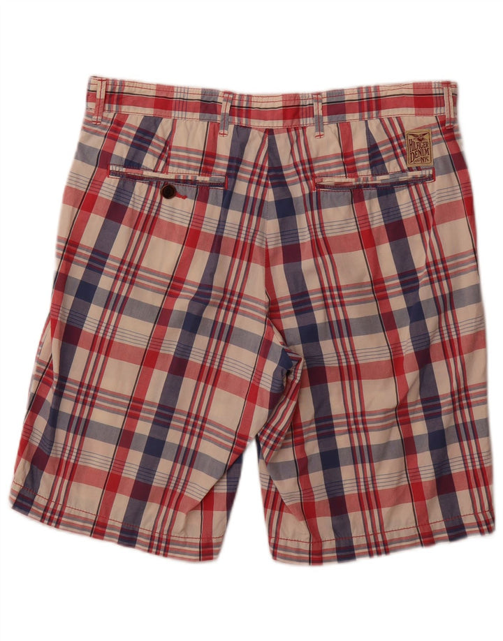 TOMMY HILFIGER Mens Chino Shorts W33 Medium  Red Check Cotton