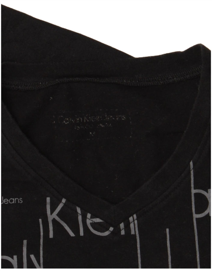 Calvin Klein Jeans Γυναικείο Γραφικό Μακρυμάνικο UK 12 Μεσαίο Μαύρο