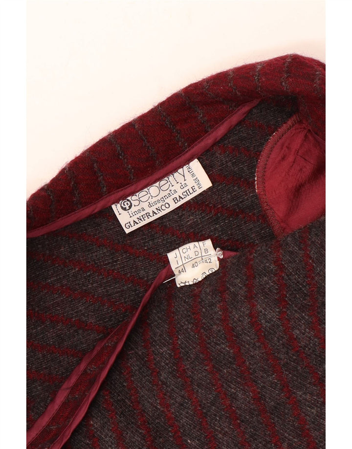 Vintage γυναικείο σακάκι σακάκι με 1 κουμπί IT 44 μεσαίο μπορντό ριγέ