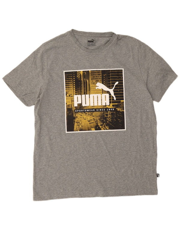 Ανδρικό γραφικό μπλουζάκι Puma τοπ XL γκρι βαμβακερό