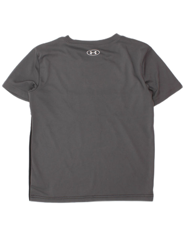 UNDER ARMOUR Boys Graphic T-Shirt Top 6-7 Years Grey Colourblock Polyester