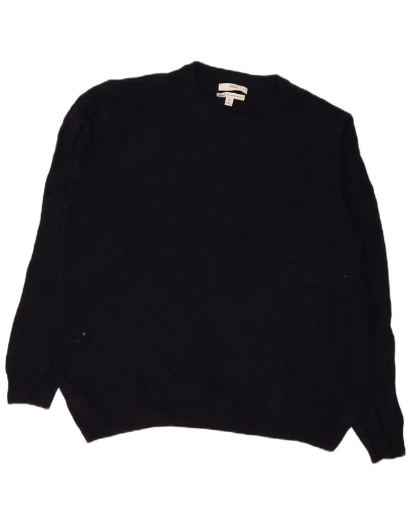 Marks & Spencer Ανδρικό πουλόβερ με λαιμόκοψη 2XL Navy Blue Lambswool
