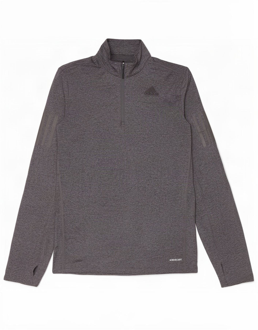 Adidas Ανδρικό Aeroready με φερμουάρ με μακρυμάνικο μπλουζάκι από μικρού γκρι πολυεστέρα
