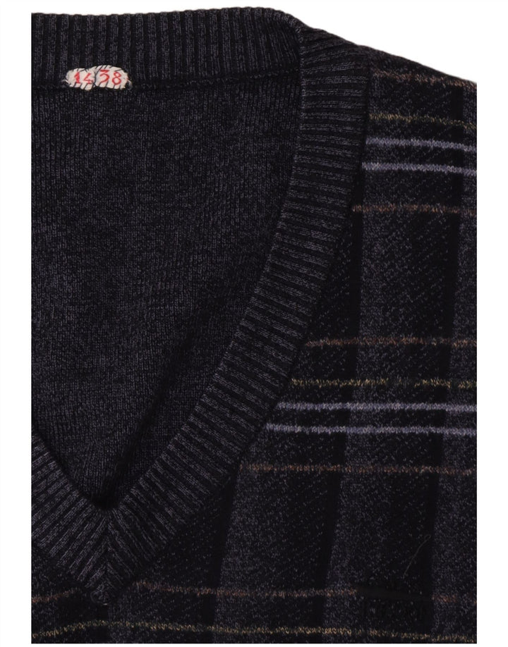 VINTAGE Ανδρικό γιλέκο Tank Top Large Navy Blue Geometric