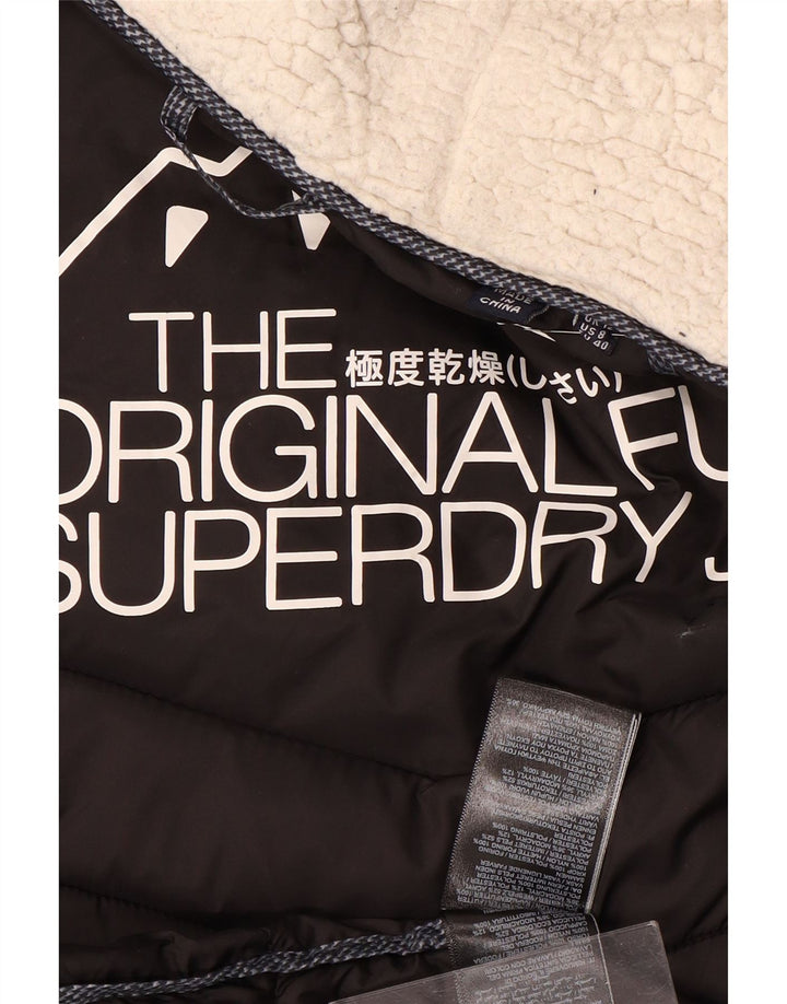 SUPERDRY Γυναικείο παλτό με κουκούλα με επένδυση UK 12 μεσαίο μπλε πολυεστέρας