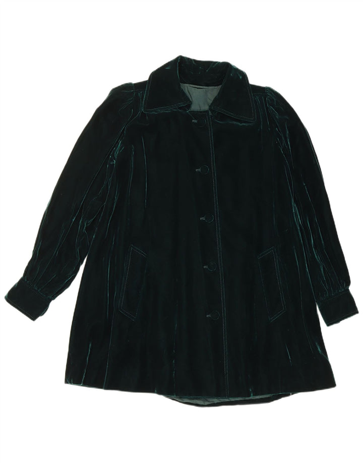 Vintage Γυναικείο Βελούδινο Παλτό UK 14 Medium Green