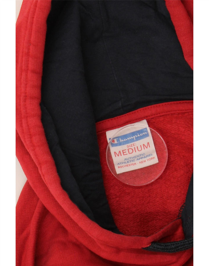 CHAMPION Mens Graphic Hoodie Jumper Medium Red Cotton Vintage Champion and Second-Hand Champion from Messina Hembry 