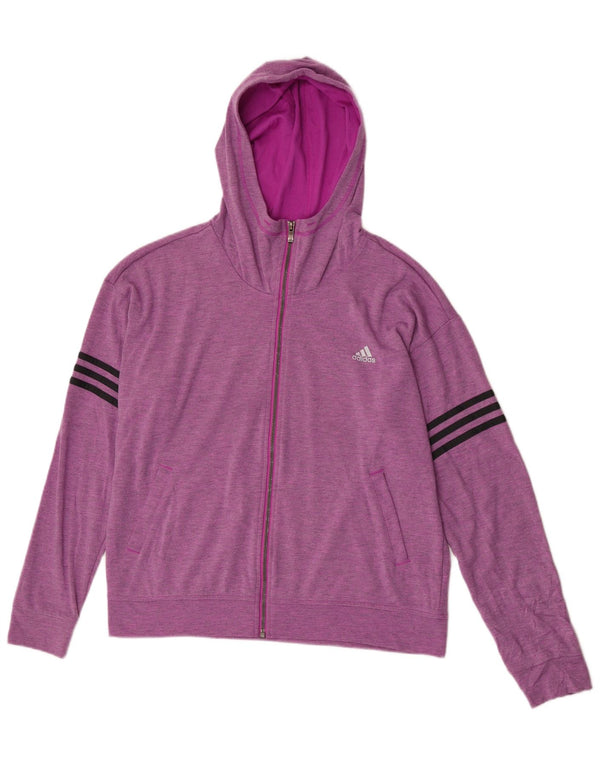 Adidas Γυναικείο πουλόβερ με κουκούλα με φερμουάρ UK 16/18 Μεγάλο Μωβ Πολυεστέρας
