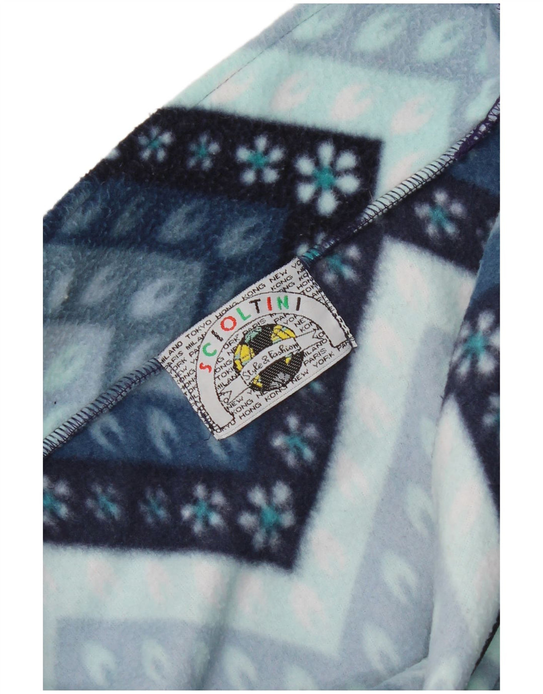 Vintage Ανδρικό Fleece Jacket UK 40 Large Blue Geometric