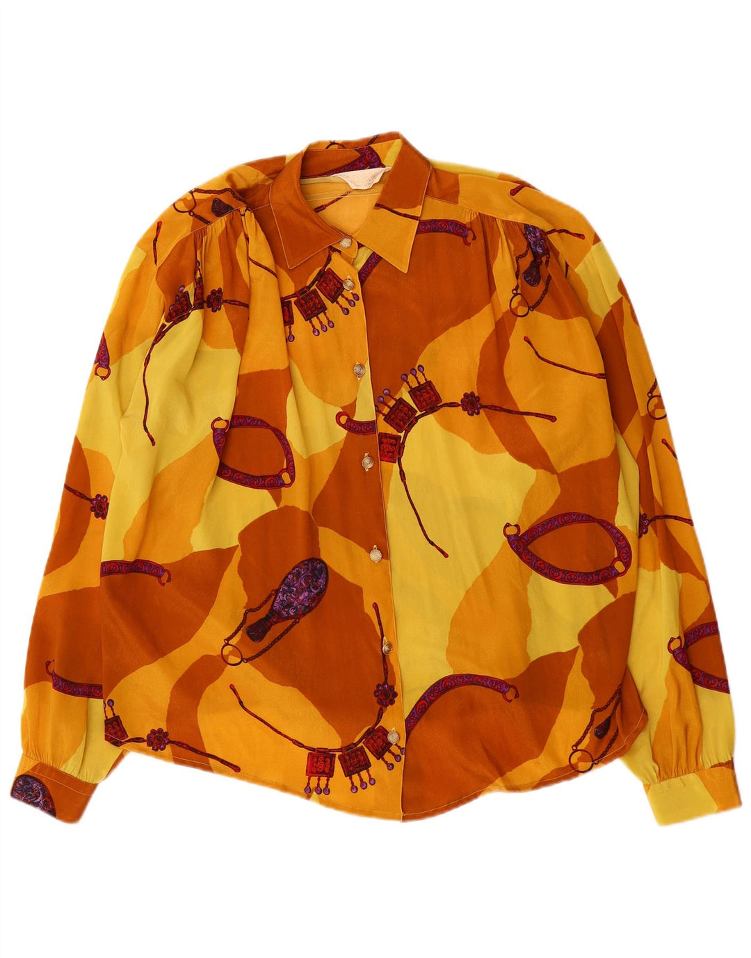 VINTAGE Γυναικείο πουκάμισο Oversized Μπλούζα IT 46 Large Yellow Colourblock