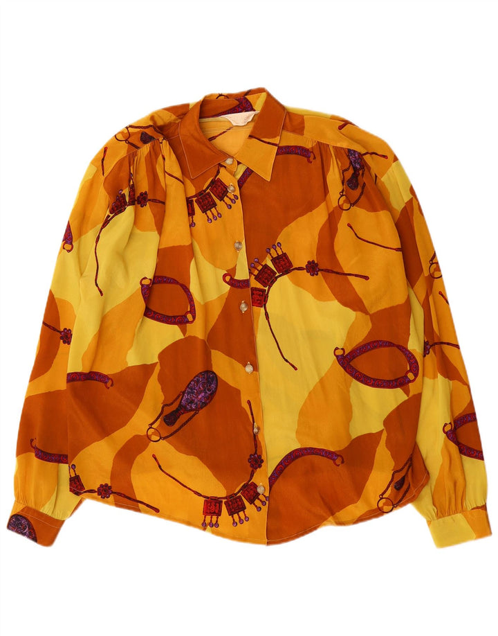 VINTAGE Γυναικείο πουκάμισο Oversized Μπλούζα IT 46 Large Yellow Colourblock