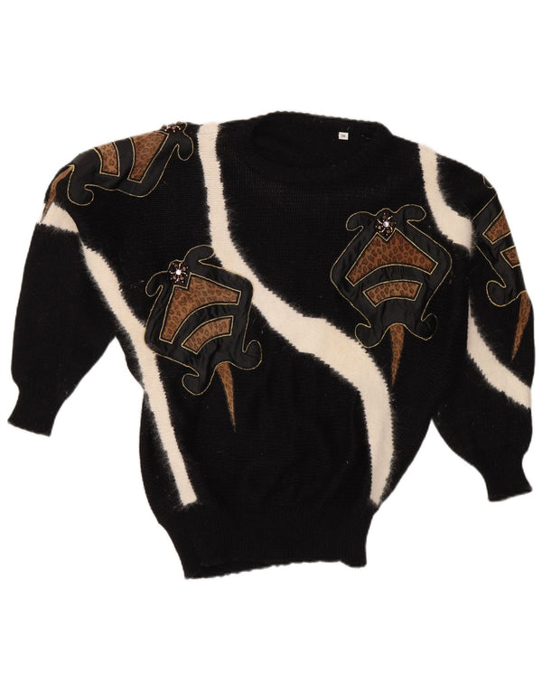 Γυναικείο πουλόβερ με λαιμόκοψη VINTAGE EU 38 Medium Black Colourblock