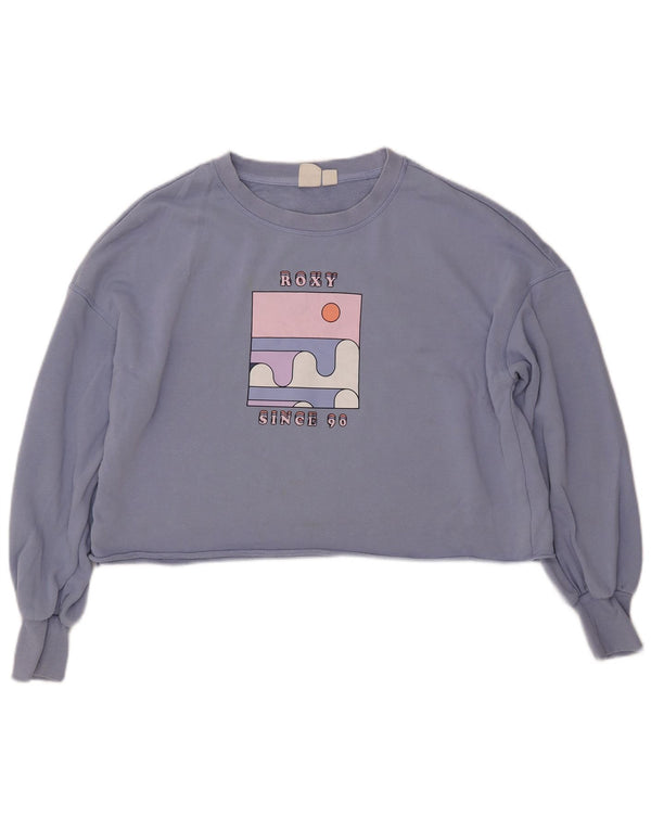 Γυναικείο γραφικό φούτερ ROXY Oversized Crop Jumper UK 16 Large Blue