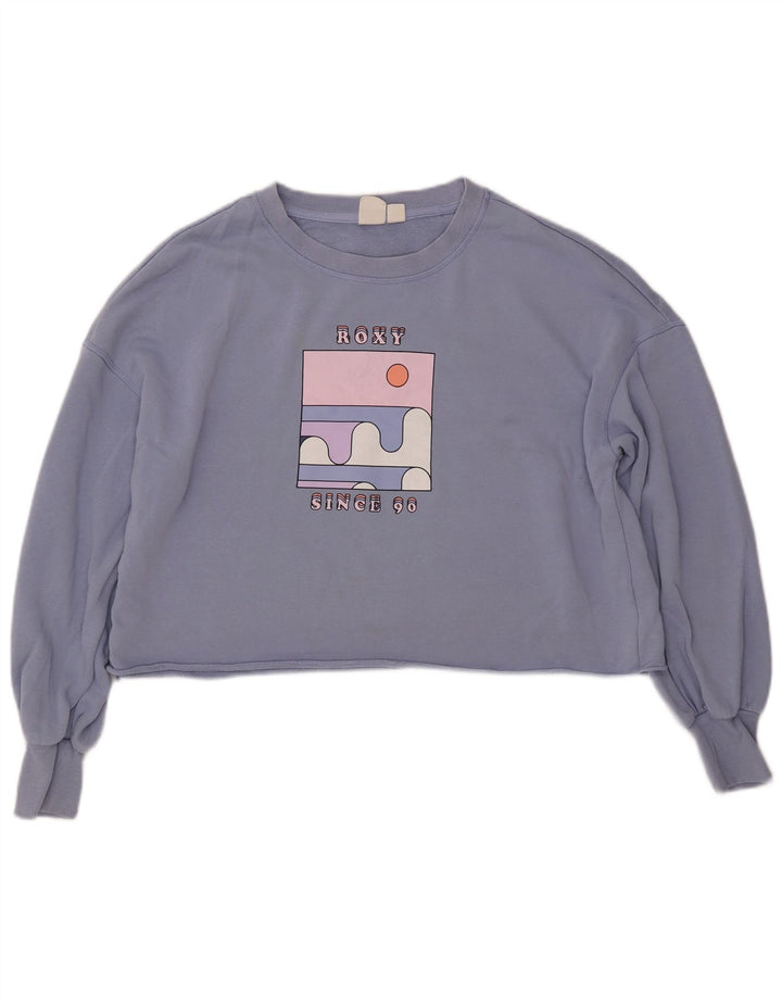 Γυναικείο γραφικό φούτερ ROXY Oversized Crop Jumper UK 16 Large Blue