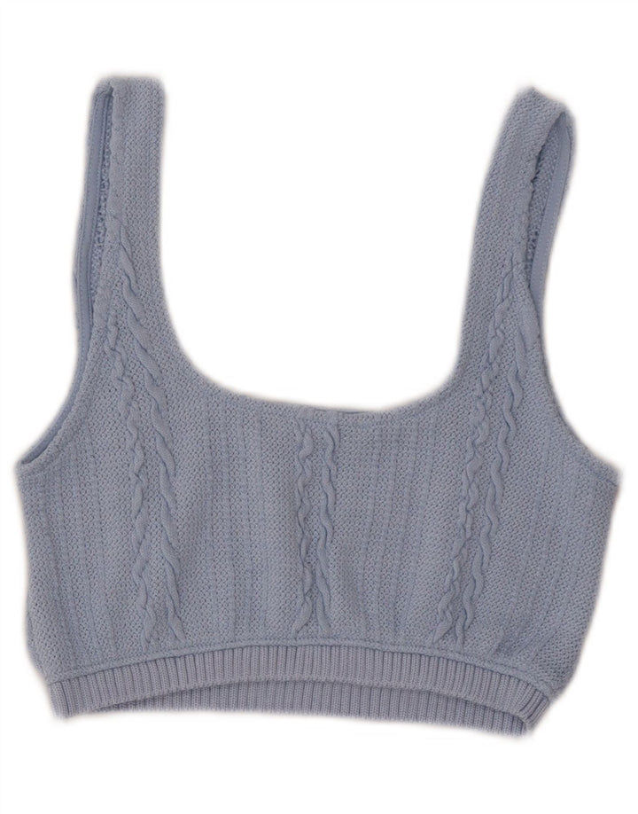 ZARA Womens Crop Knit 2 Piece Set UK 12 Medium Blue