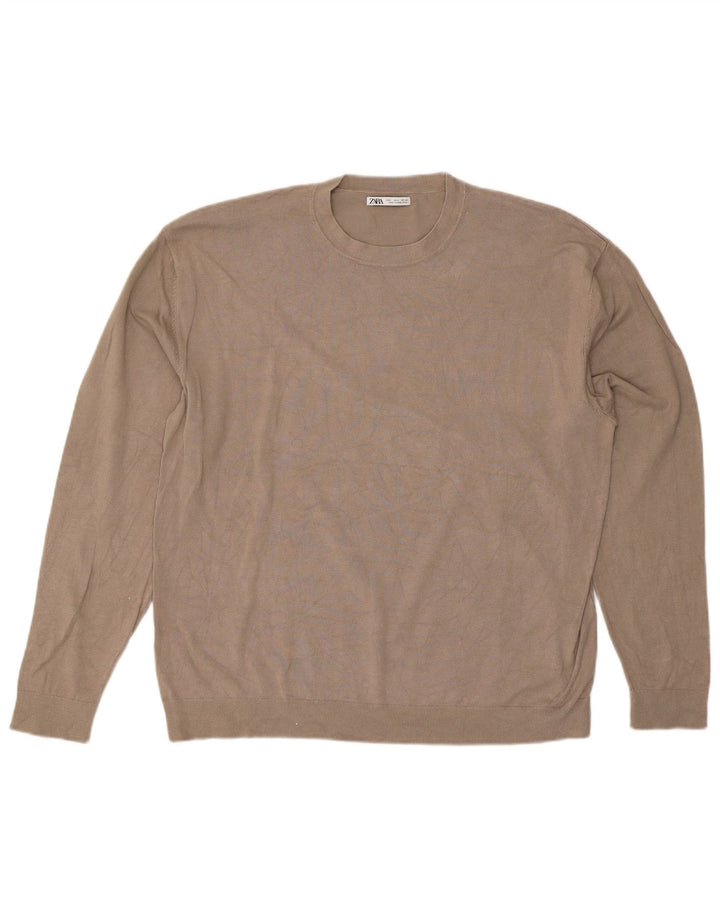 Ανδρικό πουλόβερ Zara Crew Neck Jumper Μεγάλη γκρι βισκόζη