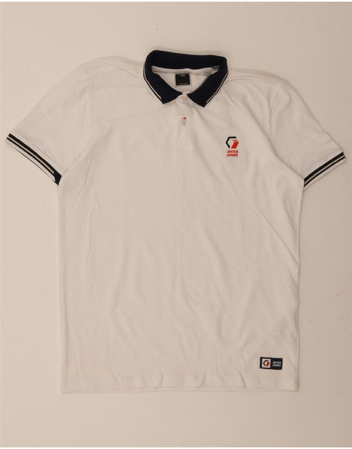 JACK & JONES Mens Polo Shirt Large White Cotton Vintage Jack & Jones and Second-Hand Jack & Jones from Messina Hembry 